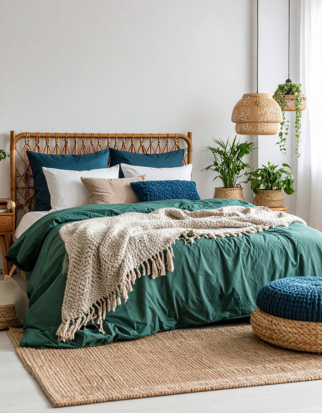 Jewel Tone Accents Electrify a Neutral Boho Bedroom - 20 Girls Boho Bedroom Ideas