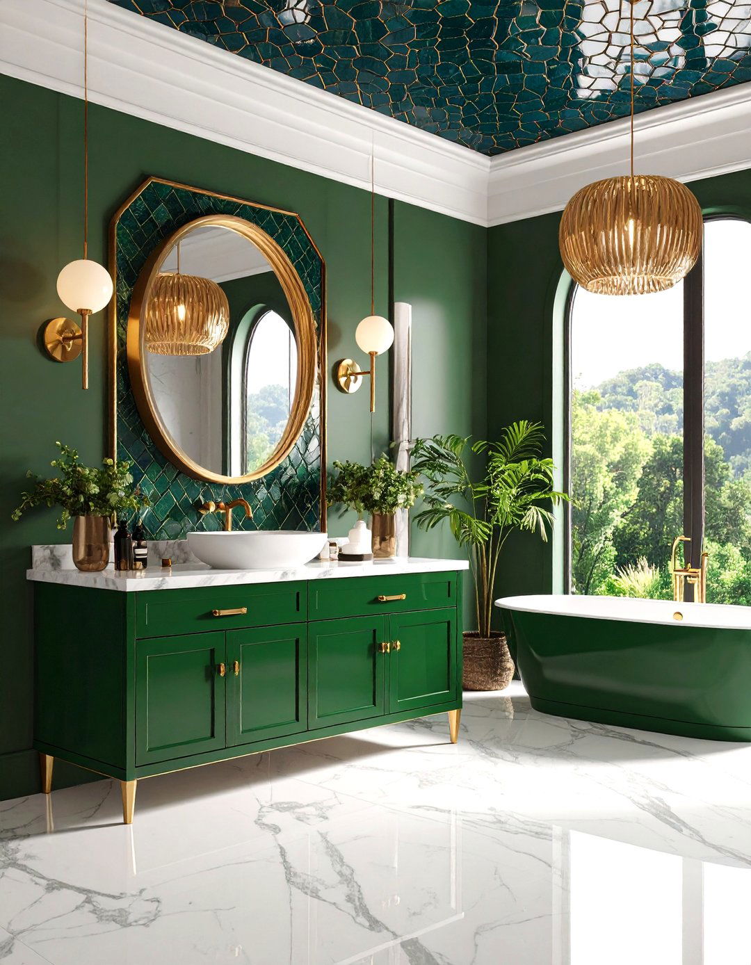 Jewel Tone Art Deco Maximalist Bathroom - 20 Maximalist Bathroom Design Ideas