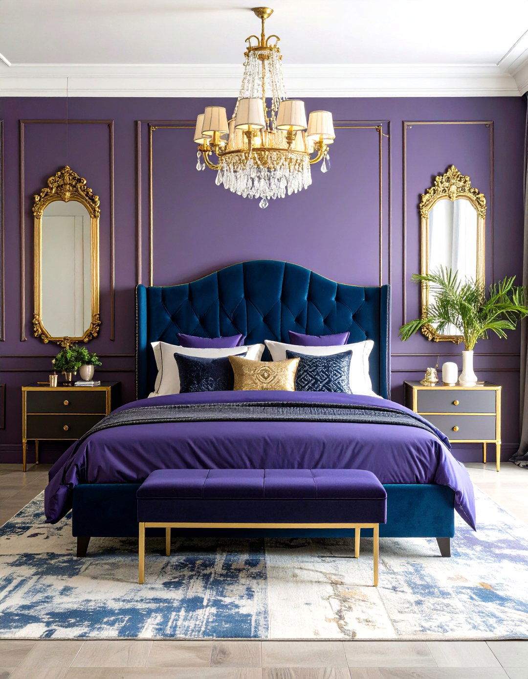 Jewel Tone Blue and Purple Bedroom Maximalism - 20 Blue and Purple Bedroom Ideas