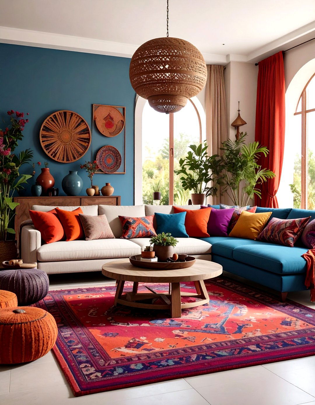 Jewel Tone Bohemian Color Splashes - 20 Gypsy Bohemian Living Room Ideas