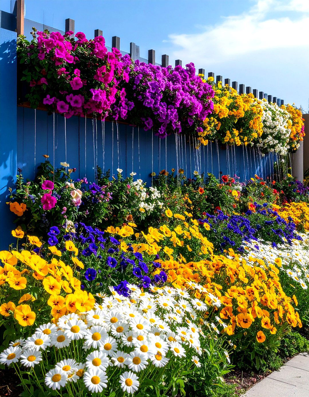 Jewel Tone Color Block Flower Bed - 20 Front Yard Texas Flower Bed Ideas