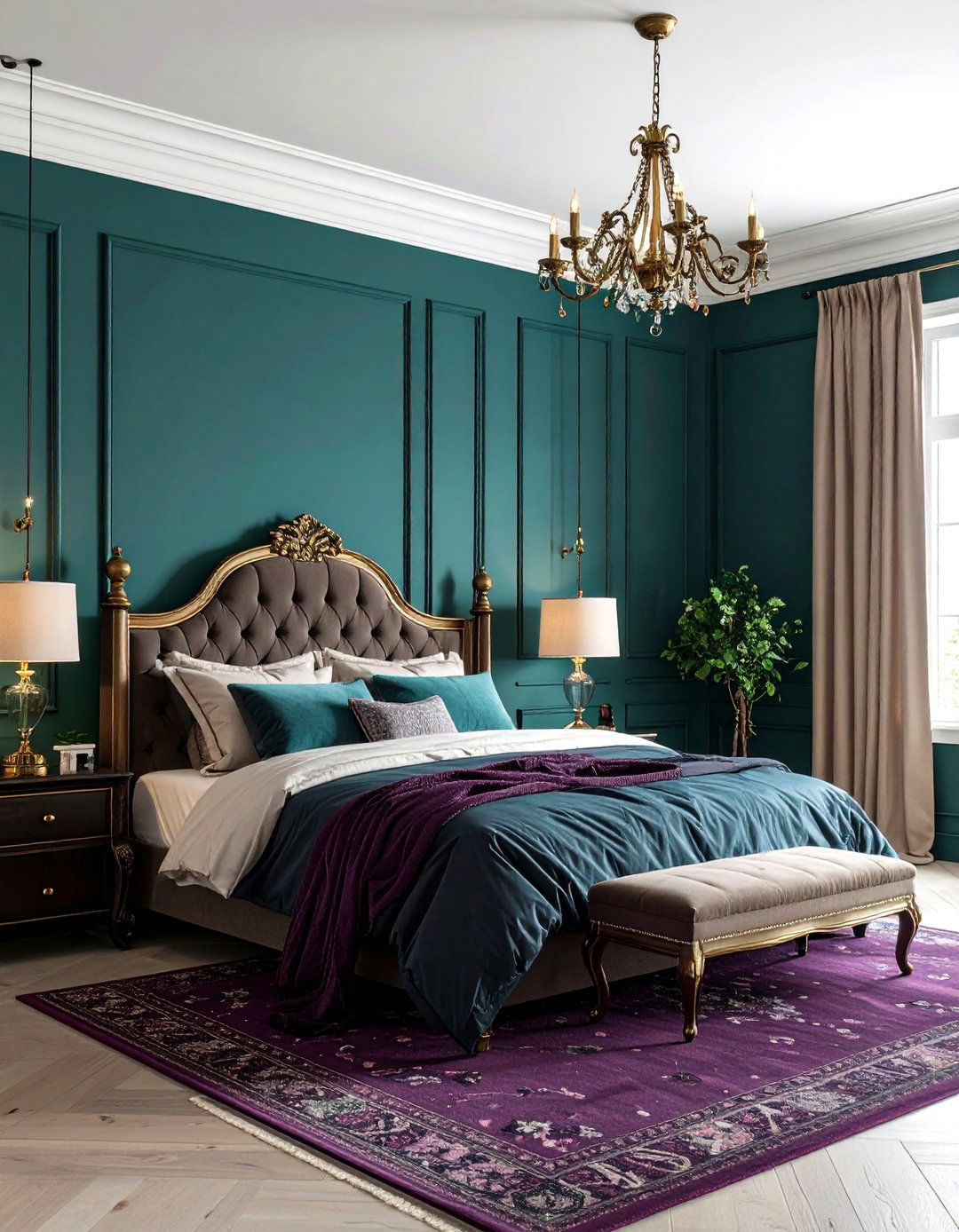 Jewel Tone Color Blocking in a Gothic Bedroom - 20 Gothic Bedroom Ideas