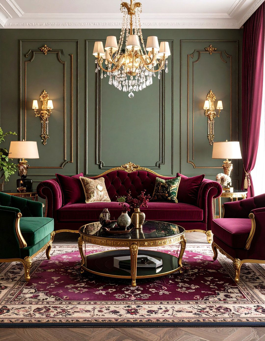 Jewel Tone Layered Burgundy - 20 Burgundy Living Room Ideas