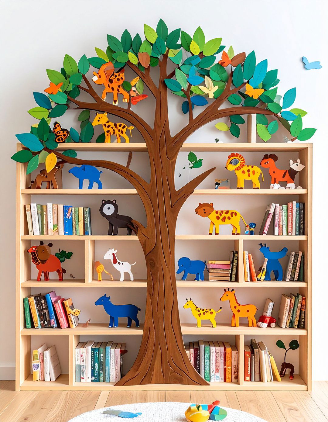 Jungle Themed Bookshelf - 20 Safari Nursery Decor Ideas