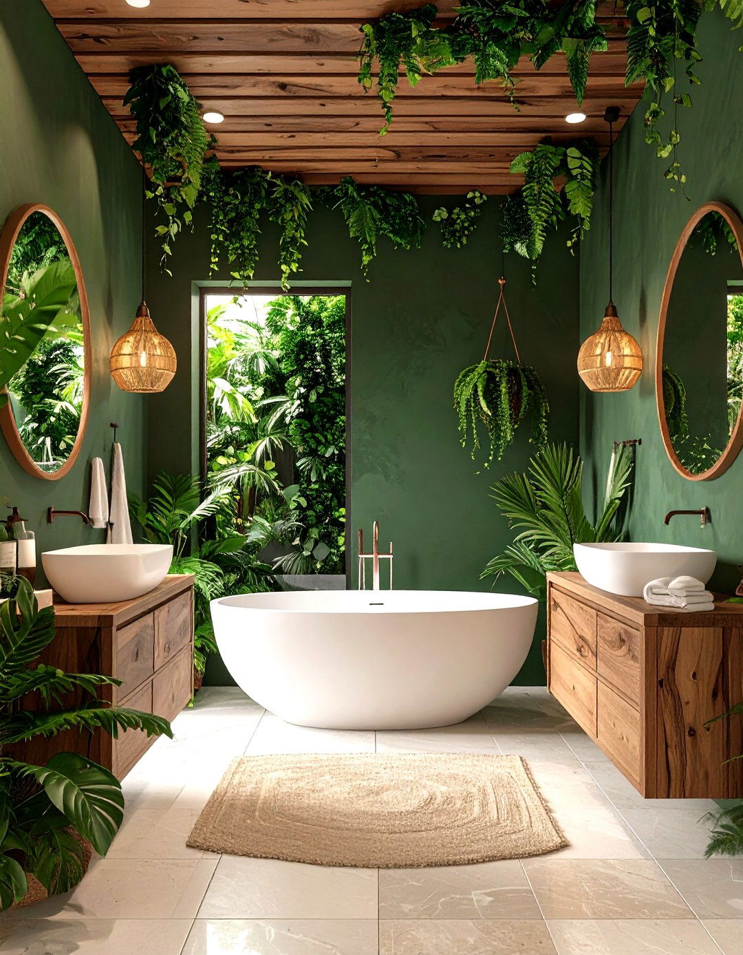 Jungle Tropical Bathroom Oasis - 20 Tropical Bathroom Ideas