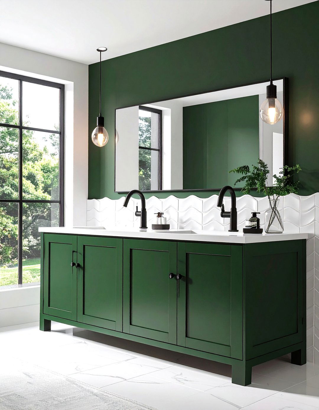 Juniper Green Vanity with Matte Black Contrast - 20 Bathroom With Green Vanity