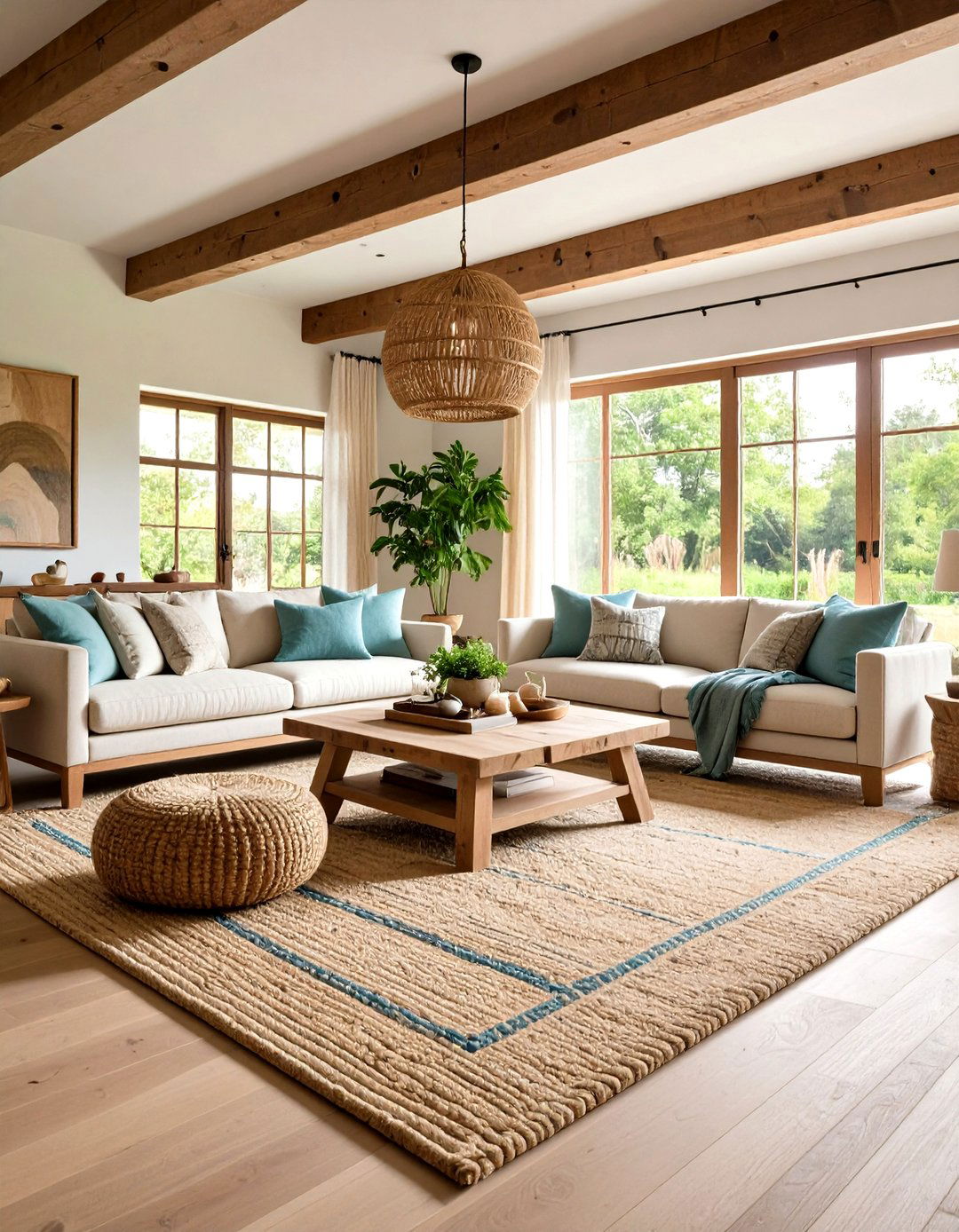 Jute Rugs as Transitional Living Room Anchors - 20 Transitional Living Room Ideas