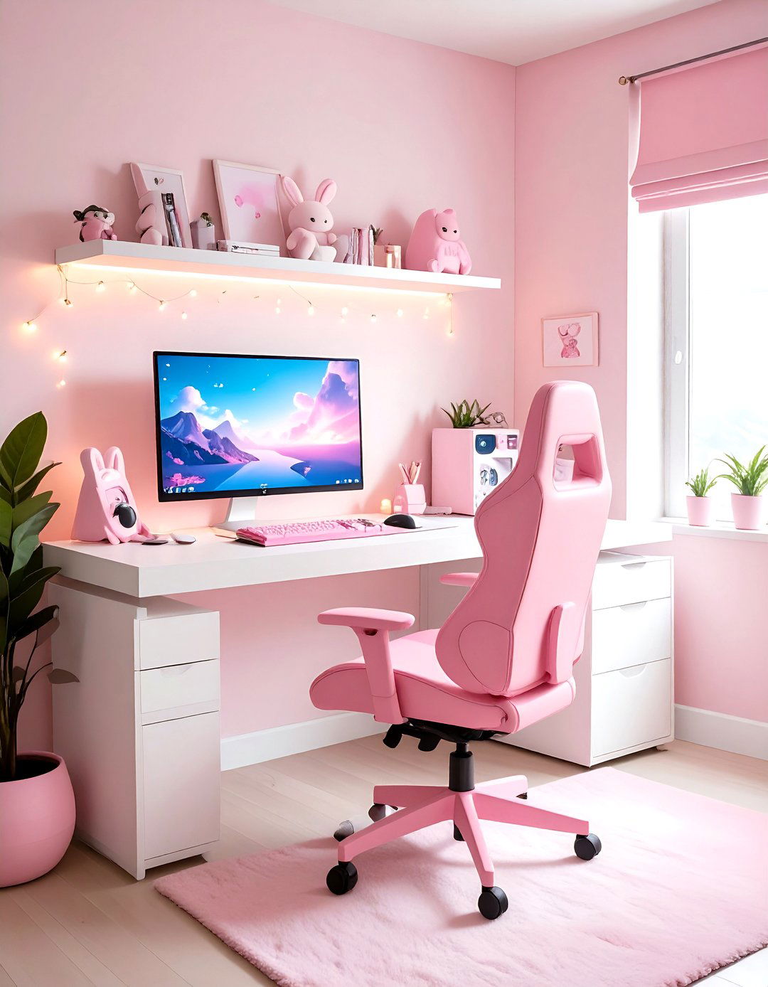 Kawaii Pink Gaming Setup with Anime Aesthetics - 20 Pink Gaming Setup Ideas