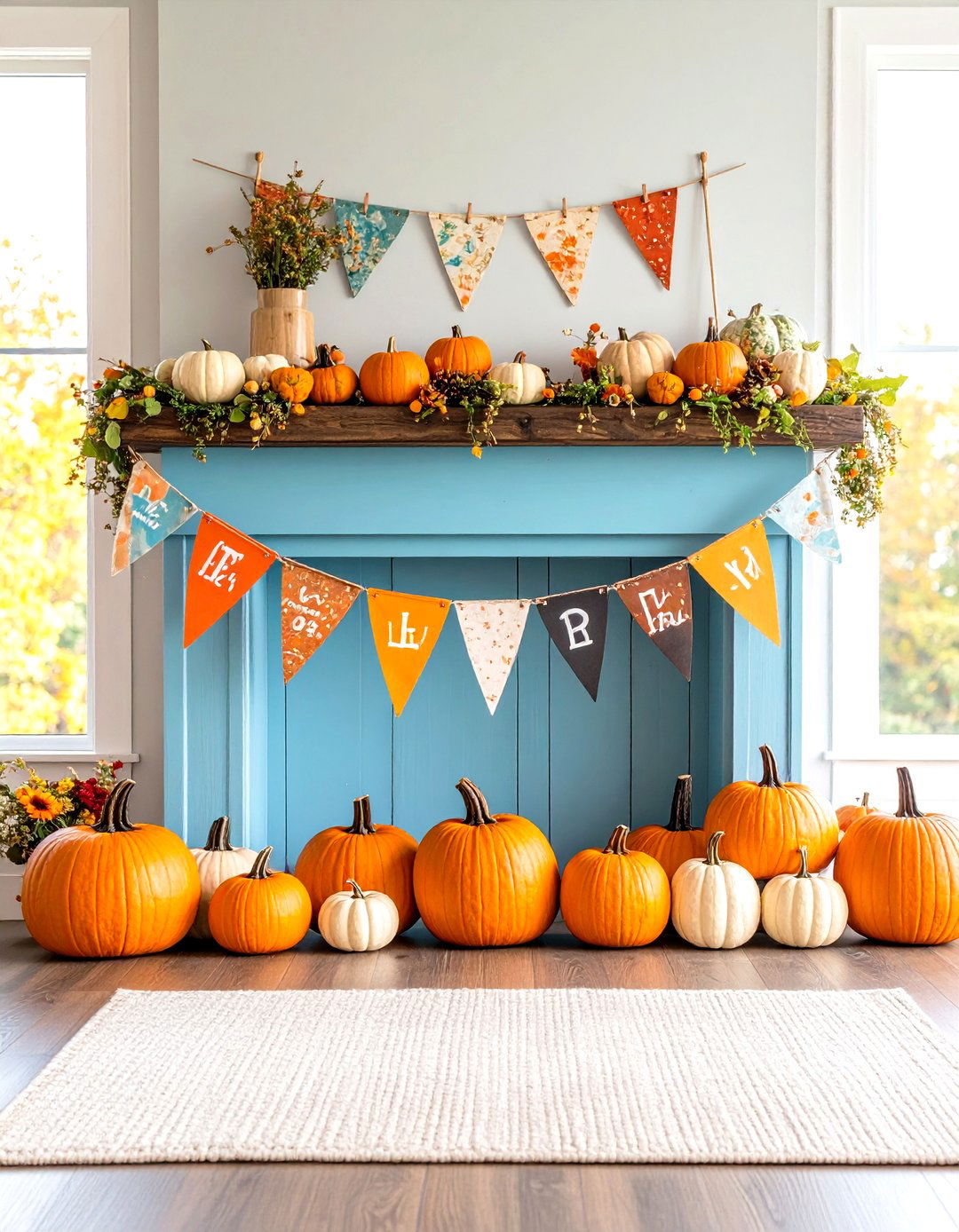 Kid Friendly Chalkboard Pumpkin Mantel - 20 Fall Mantel Decor Ideas