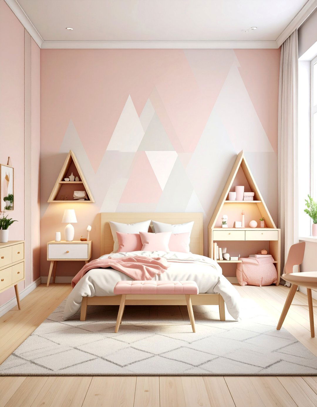 Kids Room Paint Geometric Triangle Pattern - 20 Kids Room Paint Ideas