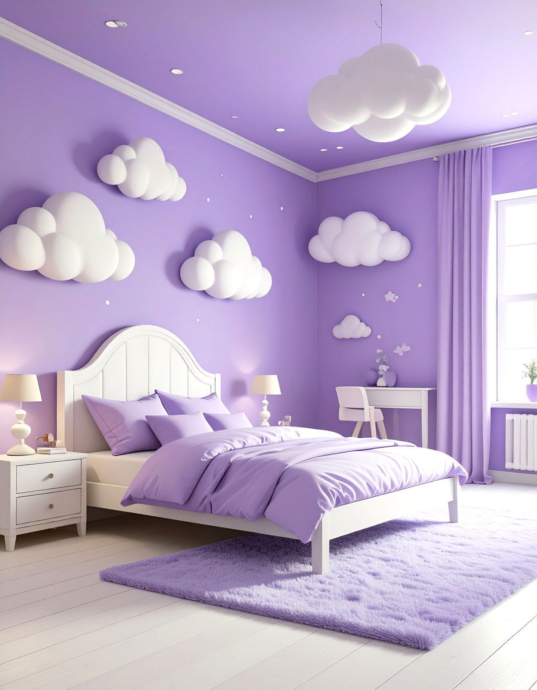 Kids Room Paint Soft Lavender Cloud Theme - 20 Kids Room Paint Ideas