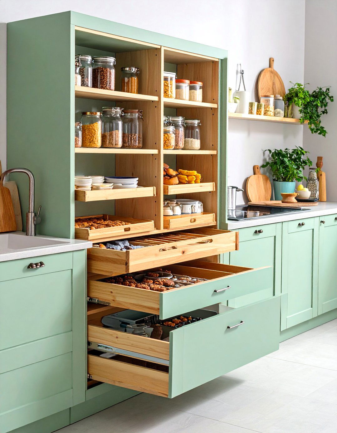 Kitchen Cabinet Organization Using Vertical Tray Divider Systems - 20 Kitchen Cabinet Organization Ideas