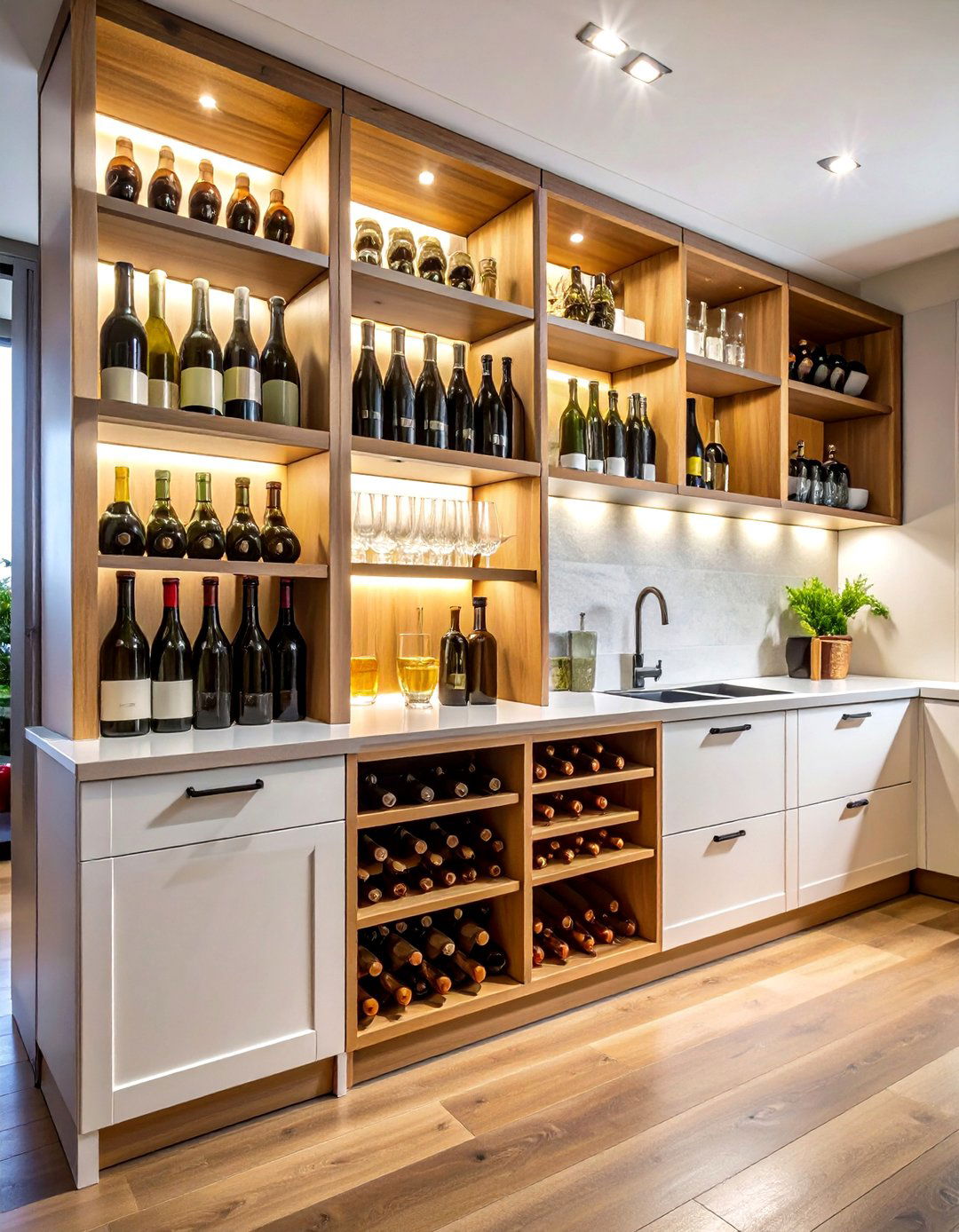 Kitchen Cabinet Organization Using Wine and Beverage Storage - 20 Kitchen Cabinet Organization Ideas
