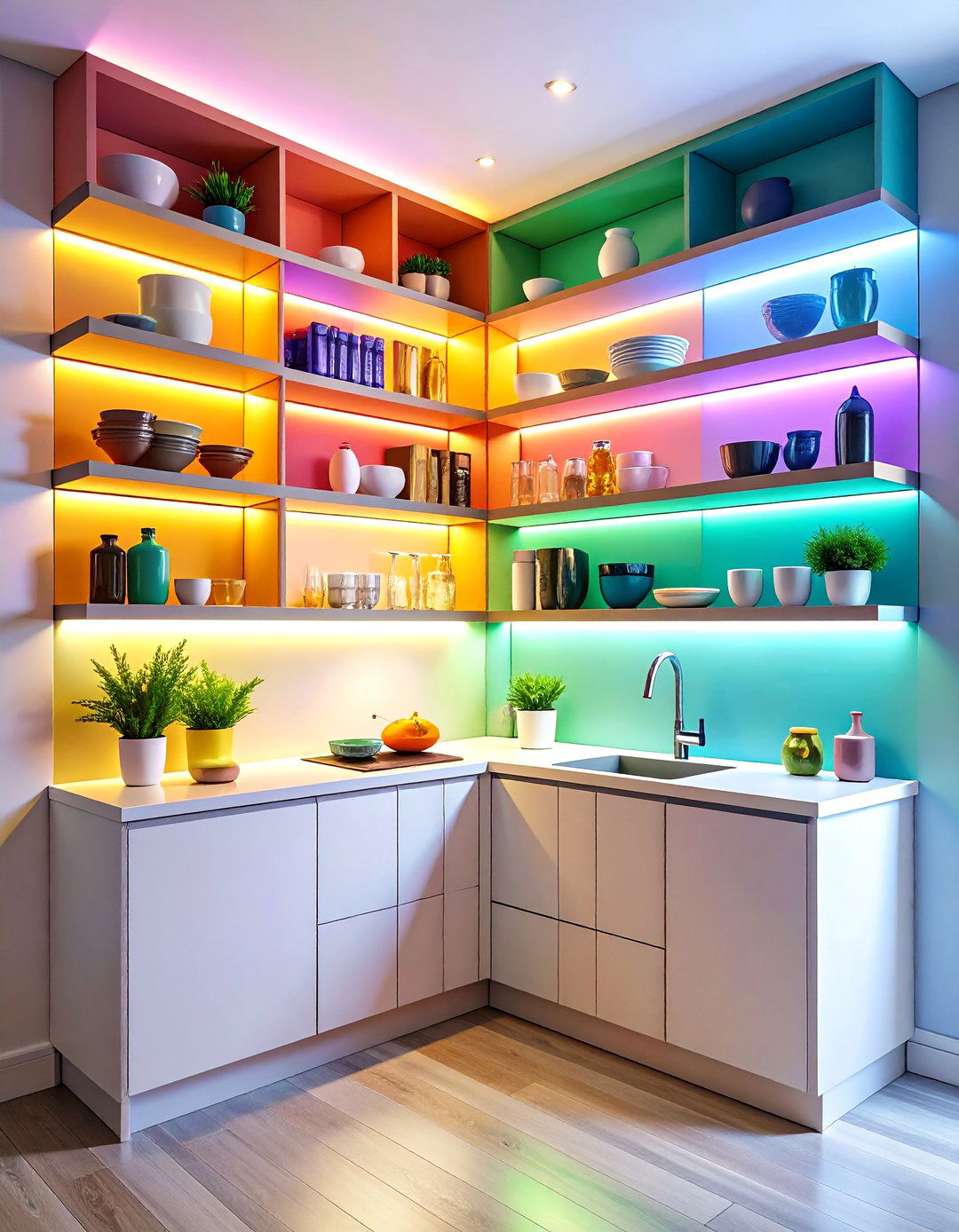 Kitchen Corner Floating Shelf Display - 20 Kitchen Corner Ideas