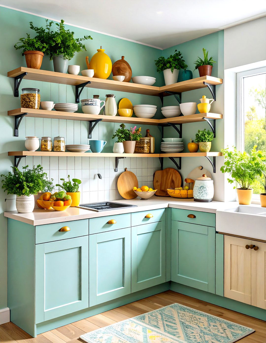 Kitchen Corner Open Shelving Display - 20 Kitchen Corner Ideas