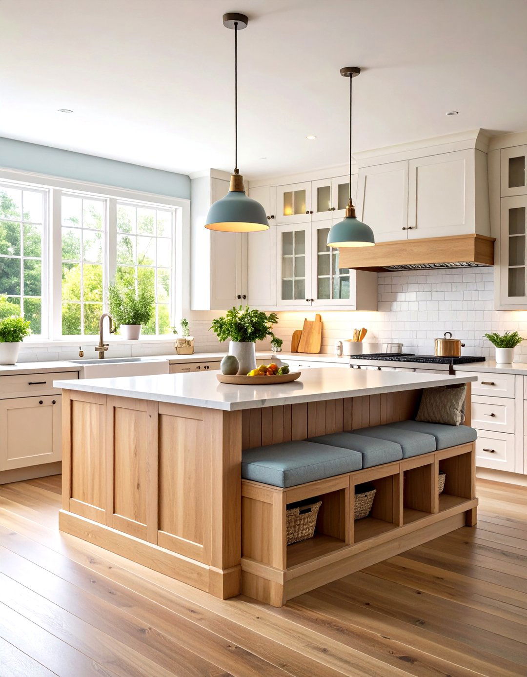 Kitchen Island Storage with Banquette Seating and Hidden Compartments - 20 Kitchen Island Storage Ideas