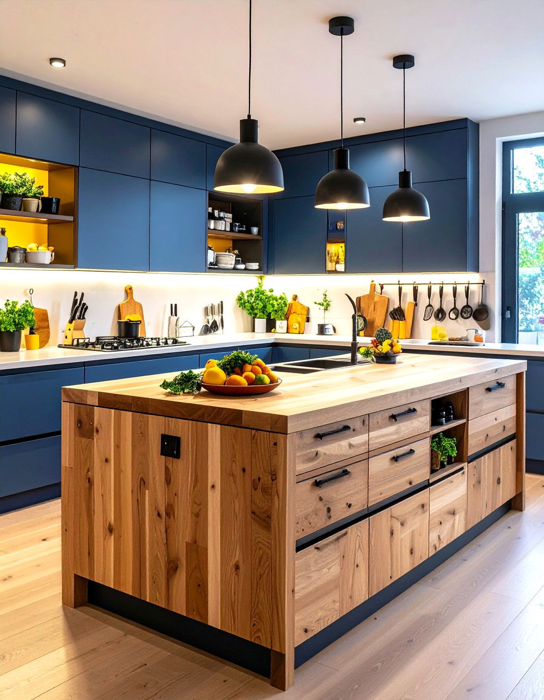 Kitchen Island Storage with Butcher Block Work Station and Tool Organization - 20 Kitchen Island Storage Ideas