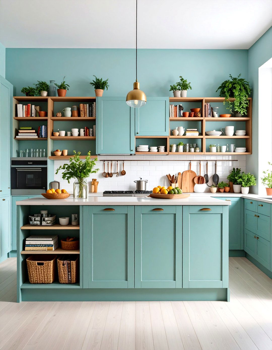 Kitchen Island Storage with Combination Open and Closed Systems - 20 Kitchen Island Storage Ideas