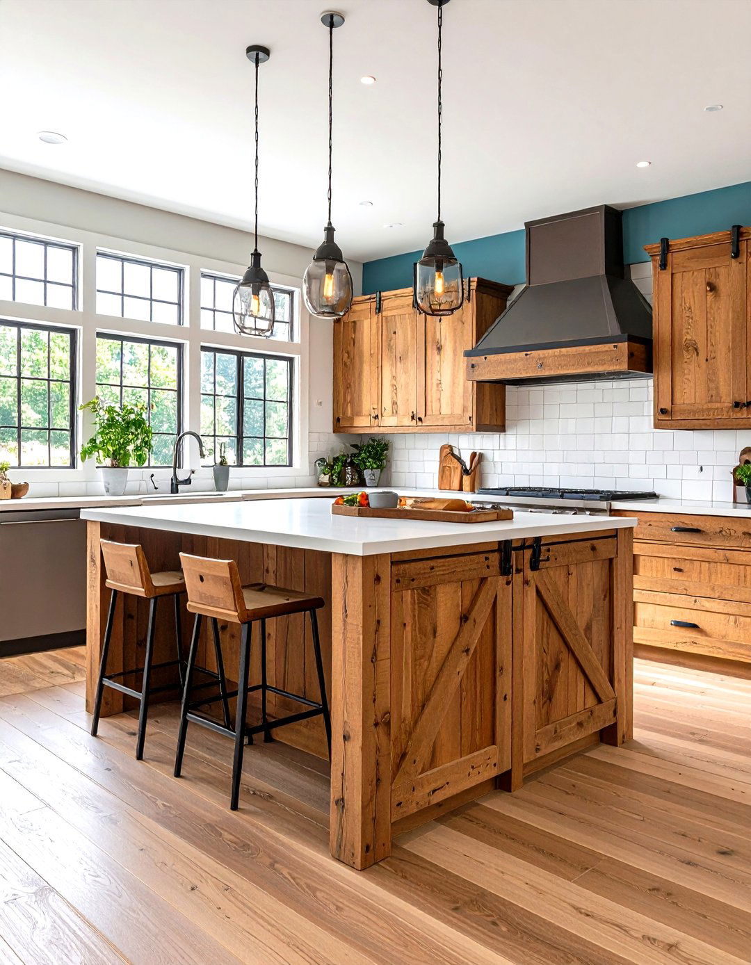 Kitchen Island Storage with Sliding Barn Door Concealment - 20 Kitchen Island Storage Ideas