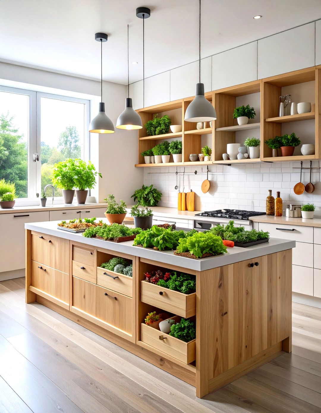 Kitchen Island Storage with Spice Organization and Herb Garden Integration - 20 Kitchen Island Storage Ideas