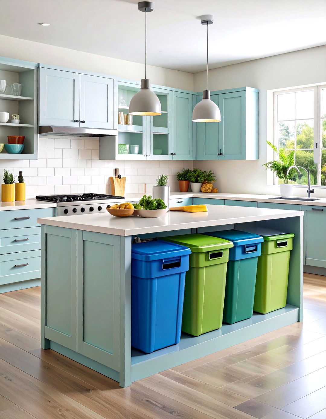 Kitchen Island Storage with Trash and Recycling Centers - 20 Kitchen Island Storage Ideas