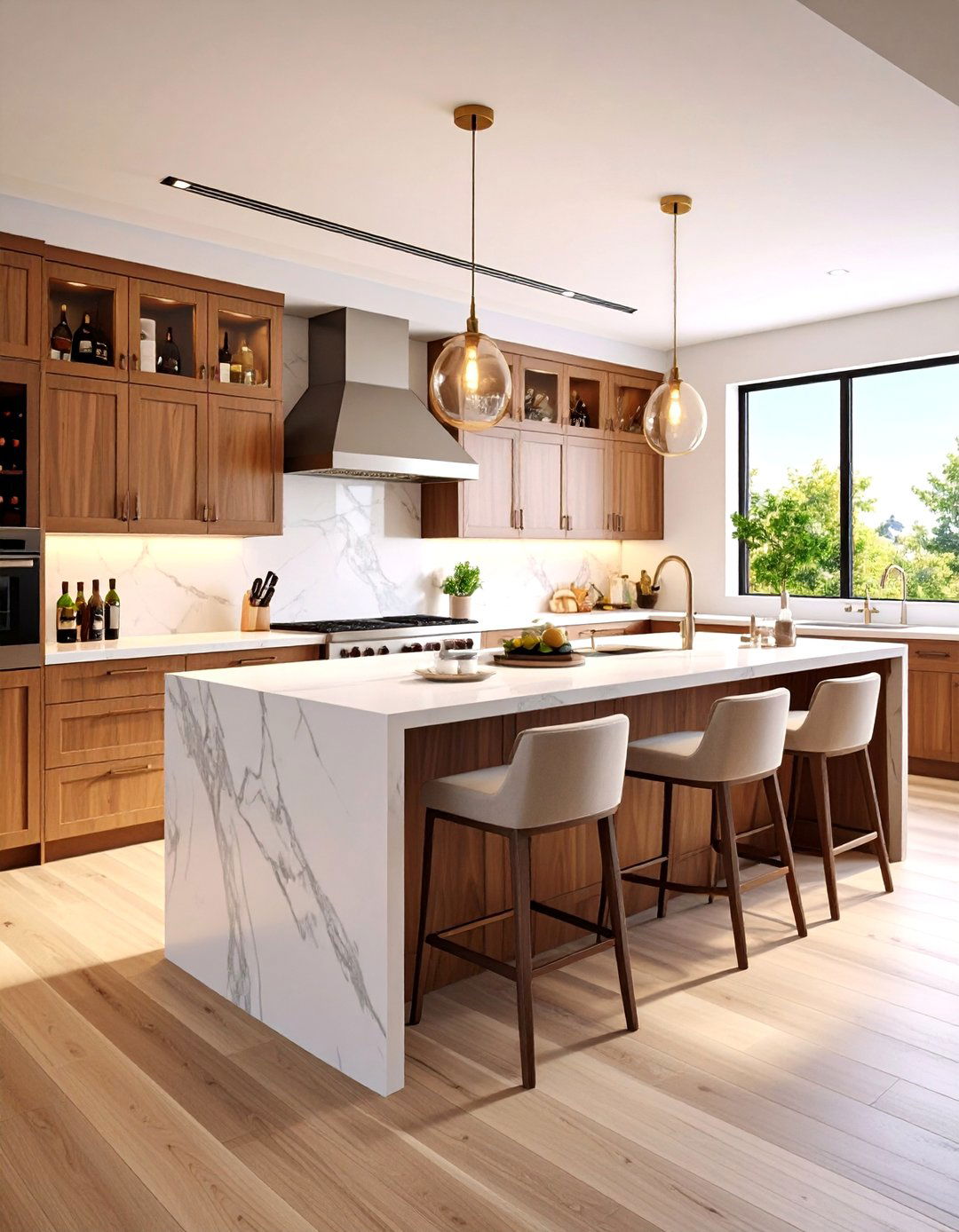 Kitchen Peninsula with Integrated Wine Storage and Bar Features - 20 Kitchen Peninsula Ideas