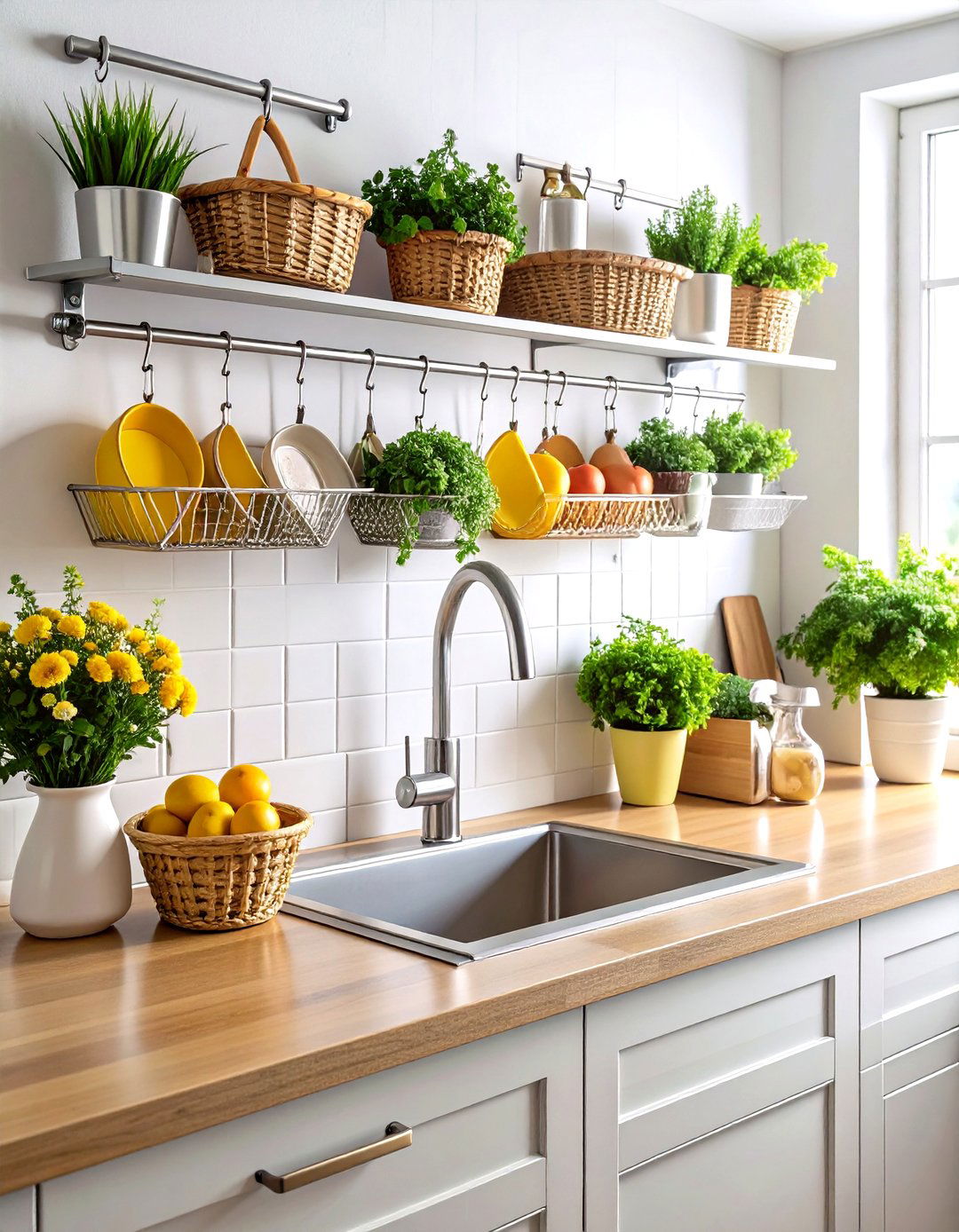 Kitchen Sink Backsplash Rail Organization - 20 Kitchen Sink Organization Ideas