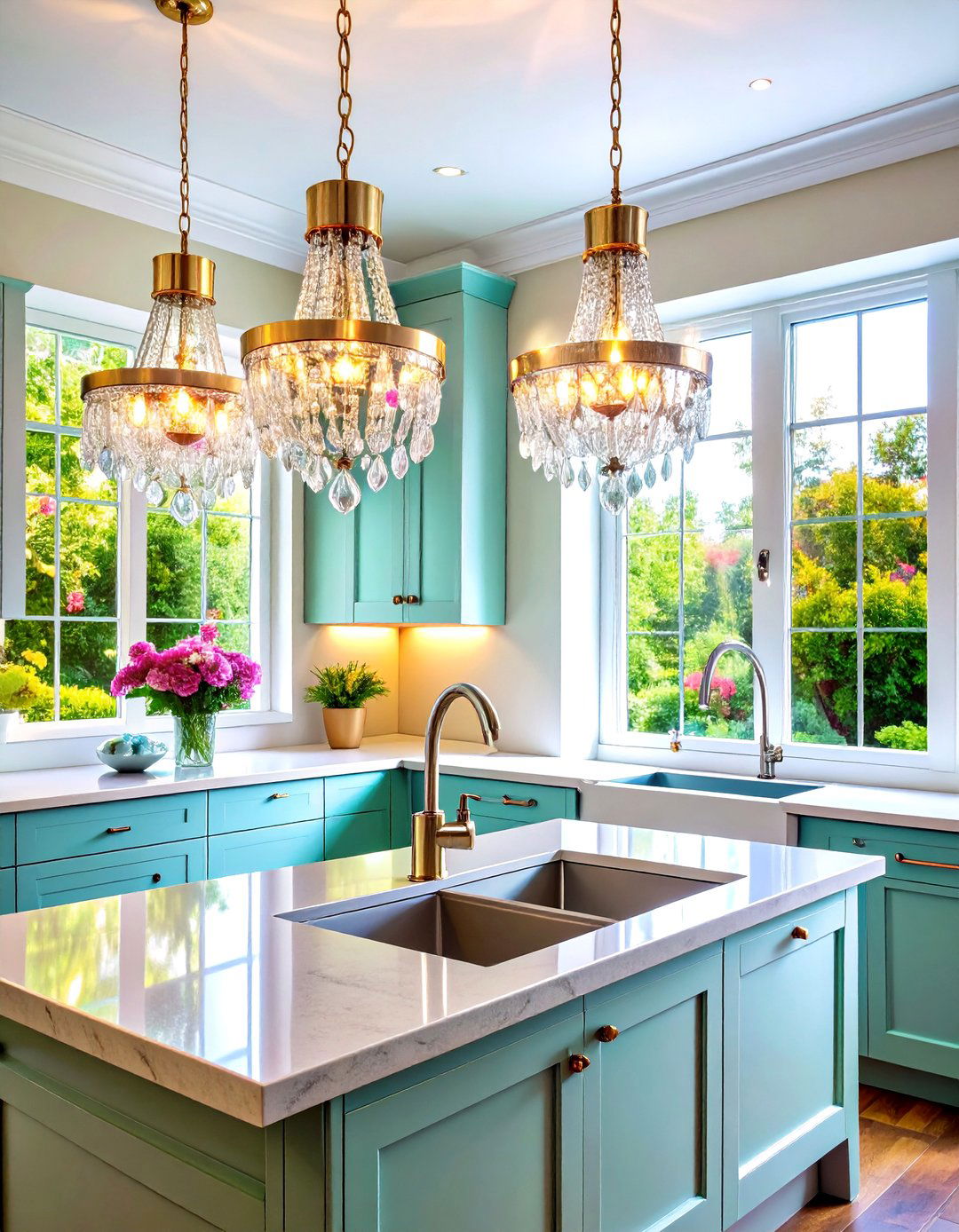 Kitchen Sink Lighting with Crystal and Glass Elegance - 20 Kitchen Sink Lighting Ideas
