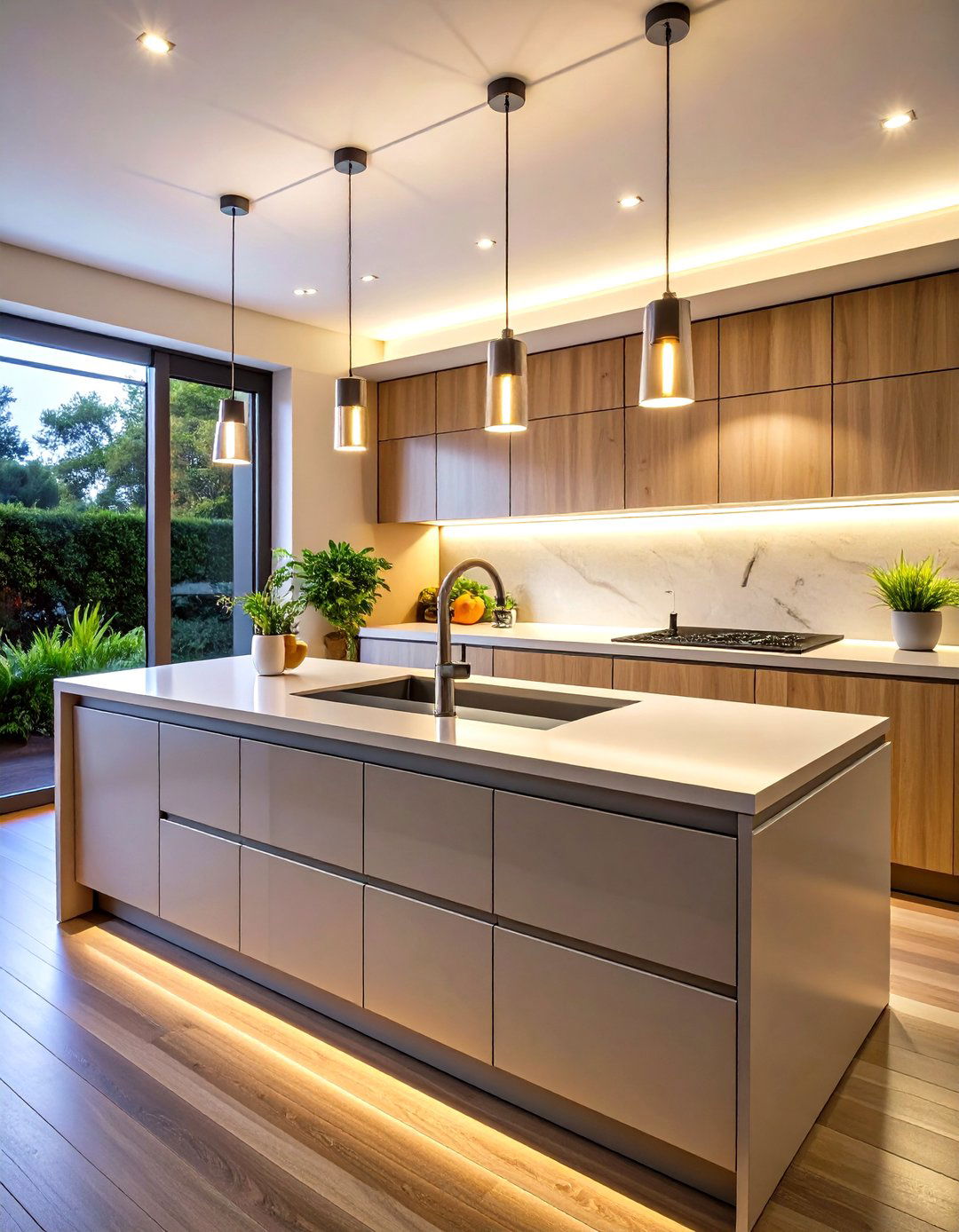 Kitchen Sink Lighting with Linear Contemporary Bars - 20 Kitchen Sink Lighting Ideas