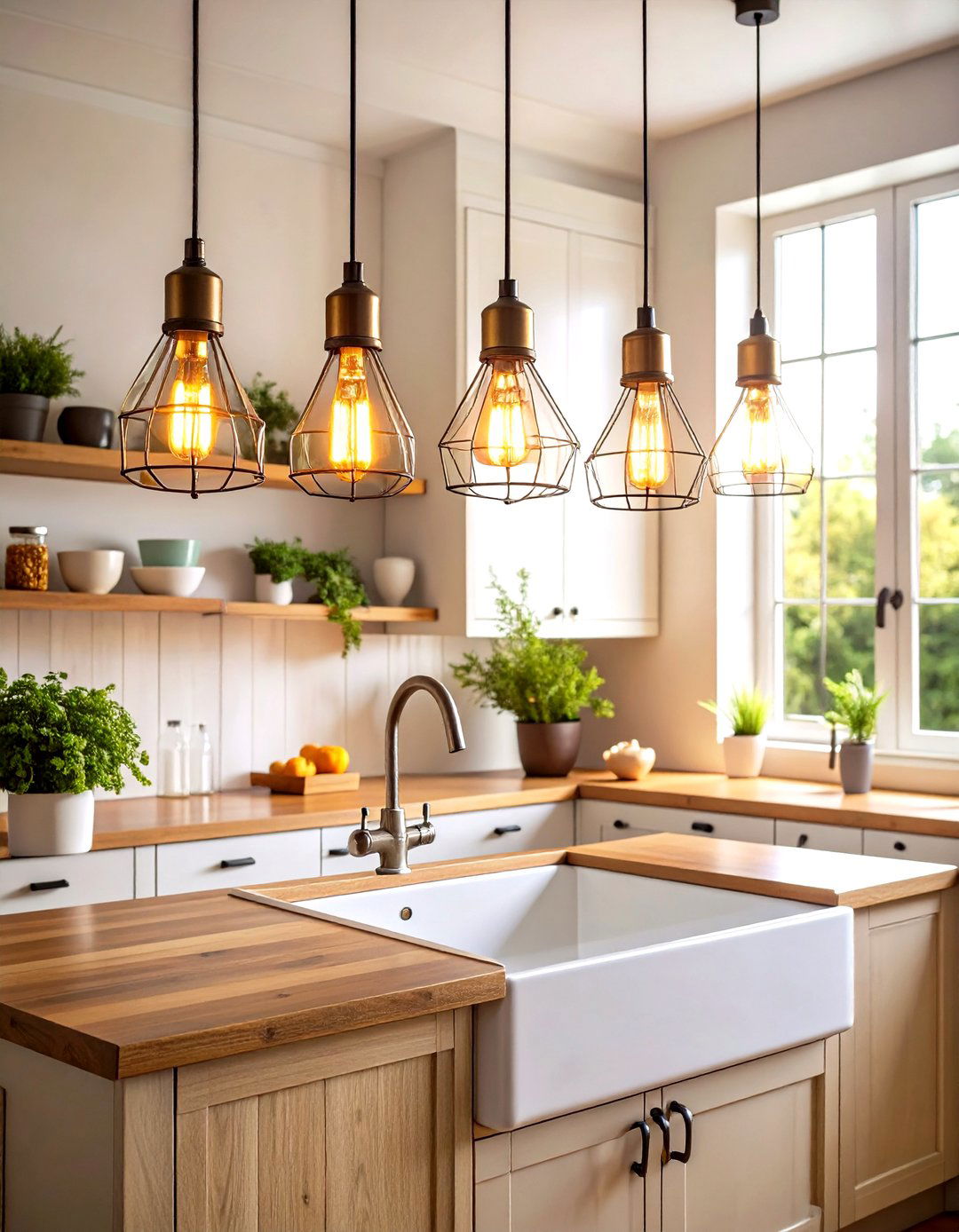 Kitchen Sink Lighting with Vintage Edison Bulb Displays - 20 Kitchen Sink Lighting Ideas