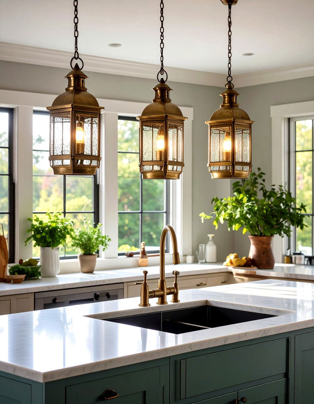 Kitchen Sink Lighting with Vintage Lantern Charm - 20 Kitchen Sink Lighting Ideas