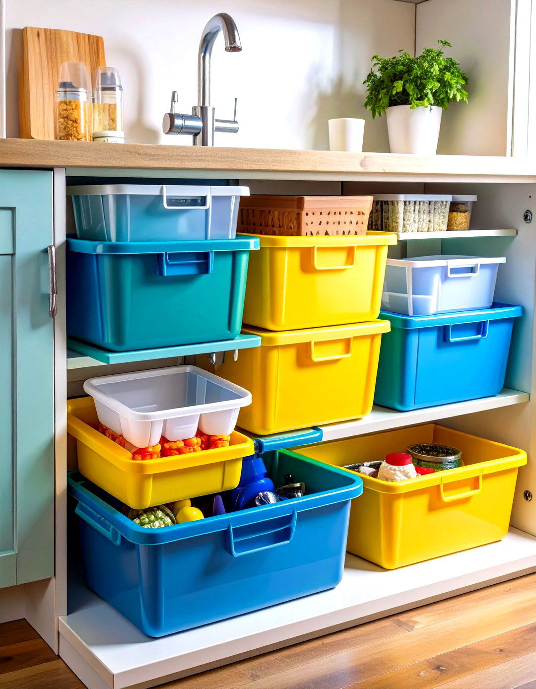 Kitchen Sink Multi Level Stackable Bins - 20 Kitchen Sink Organization Ideas