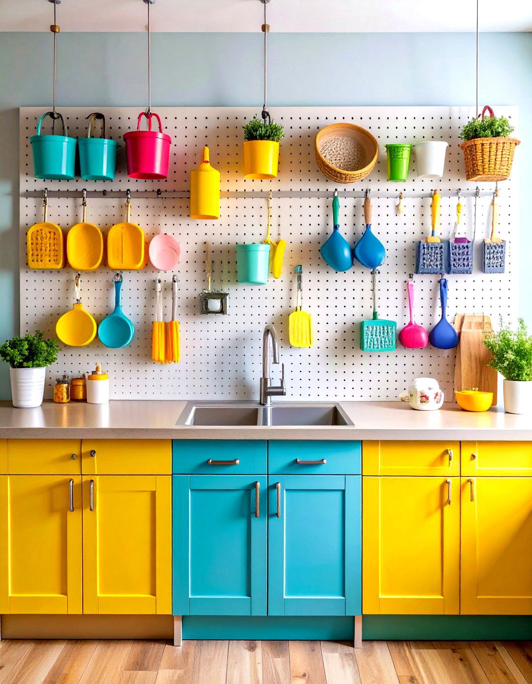 Kitchen Sink Pegboard Organization Wall - 20 Kitchen Sink Organization Ideas
