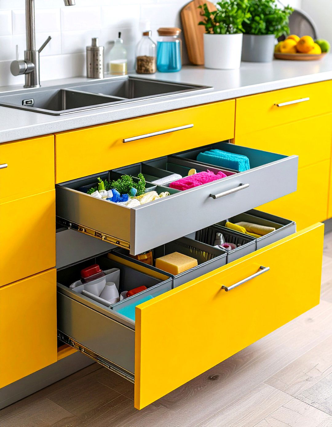 Kitchen Sink Under Cabinet Pull Out Drawer System - 20 Kitchen Sink Organization Ideas