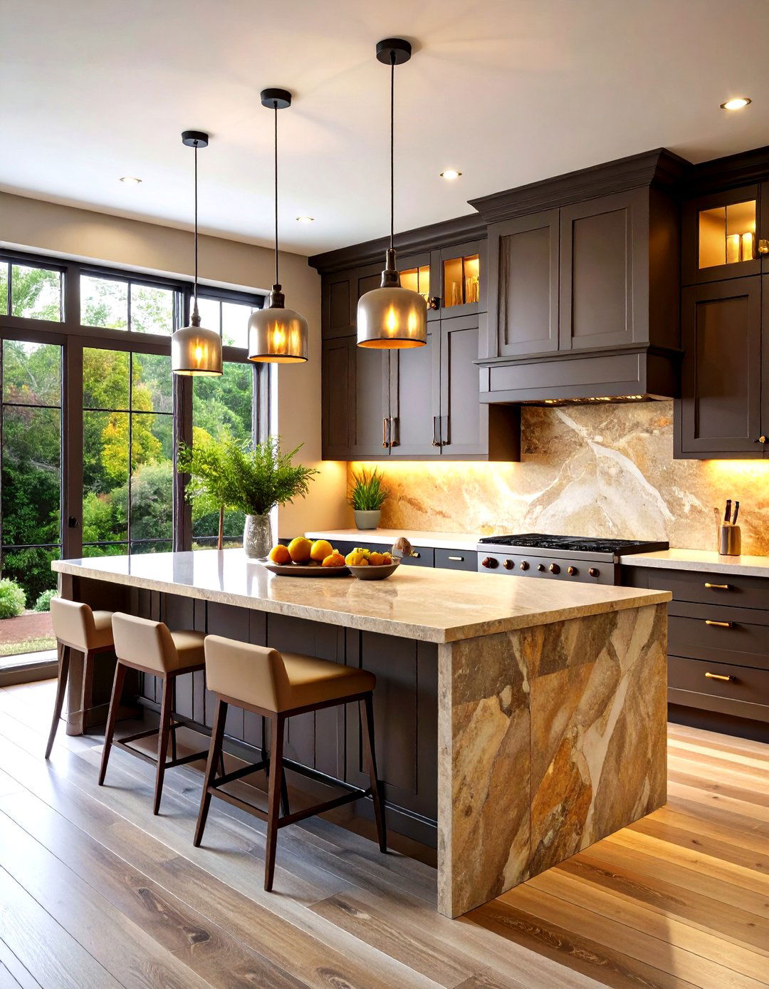 Kitchen Wainscoting Backsplash in Natural Stone Texture - 20 Kitchen Wainscoting Ideas