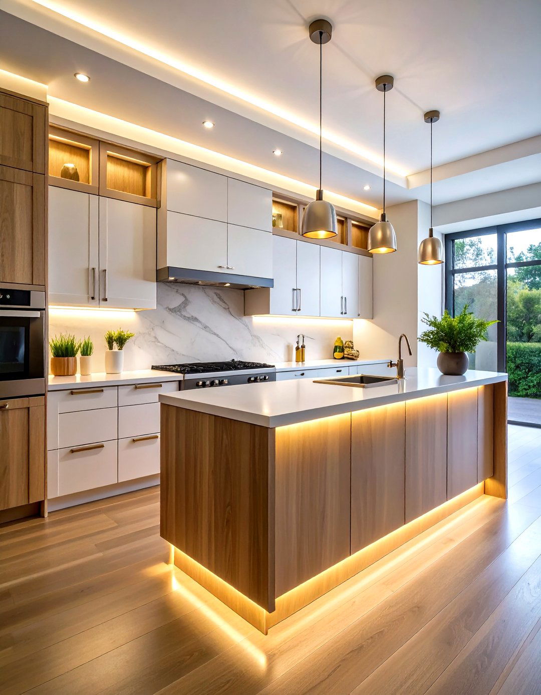 Kitchen Wainscoting with Integrated Lighting Features - 20 Kitchen Wainscoting Ideas