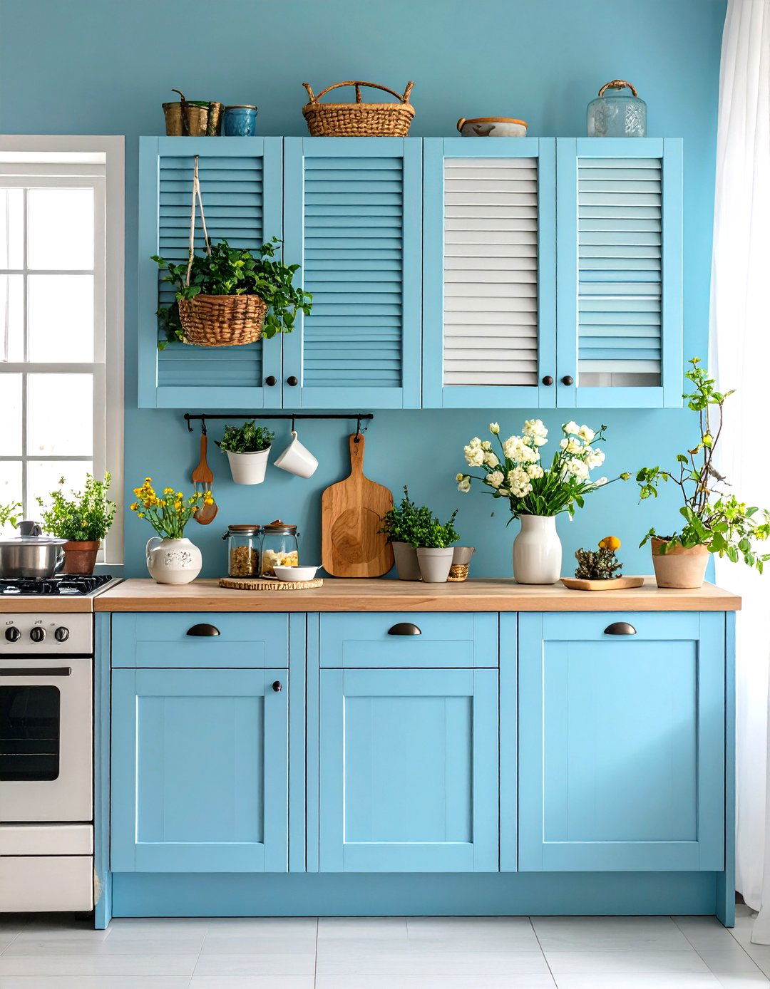 Kitchen Wall Window Shutter Repurposed Decor - 20 Kitchen Wall Decor Ideas