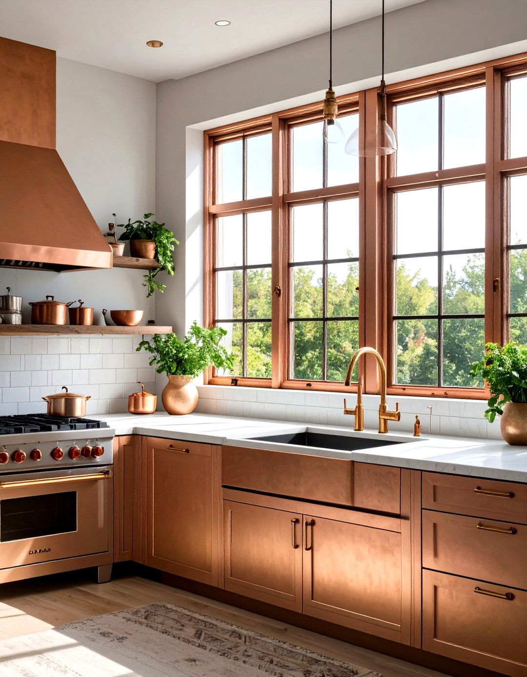 Kitchen Window Copper Frame Industrial Design - 20 Kitchen Window Ideas