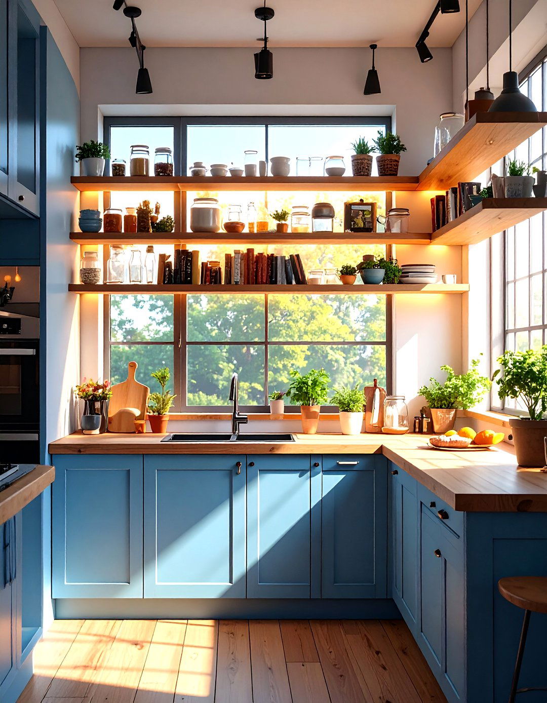 Kitchen Window Floating Shelf Display Design - 20 Kitchen Window Ideas