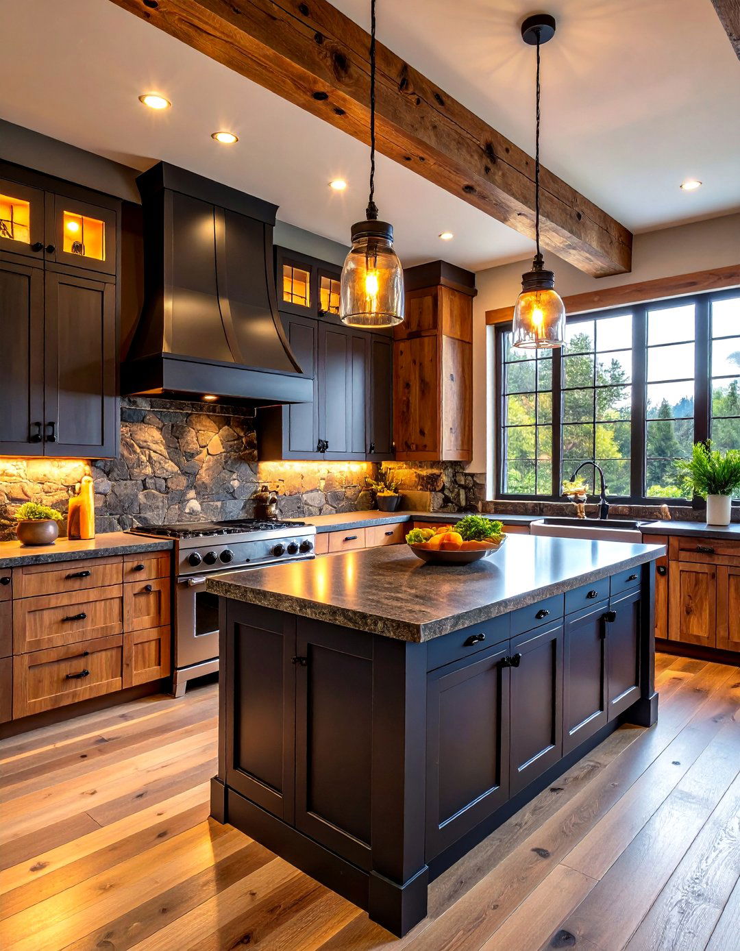 Kitchen With Black Backsplash Rustic Stone Texture - 20 Kitchen With Black Backsplash
