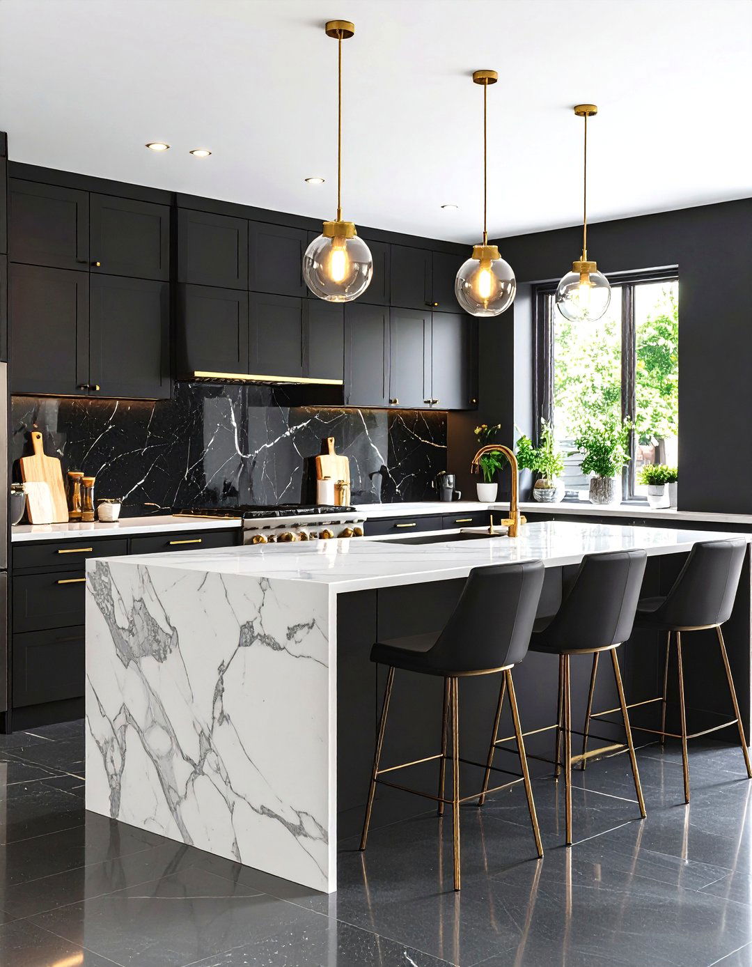 Kitchen With Black Backsplash Sophisticated Monochrome Slab - 20 Kitchen With Black Backsplash