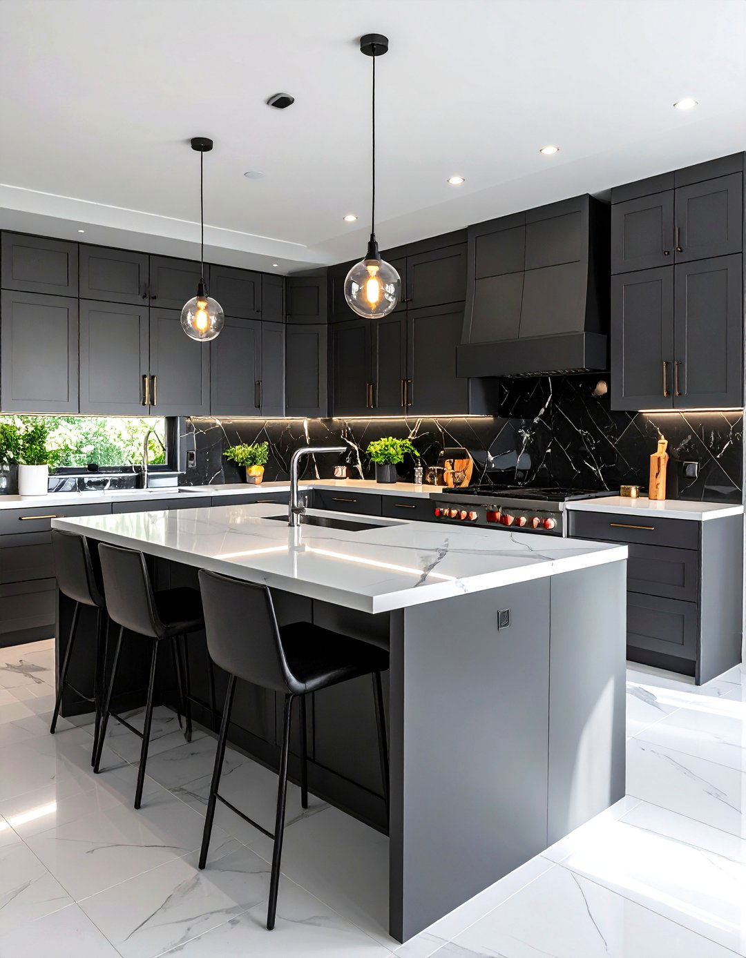 Kitchen With Black Backsplash Transitional Monochrome Balance - 20 Kitchen With Black Backsplash