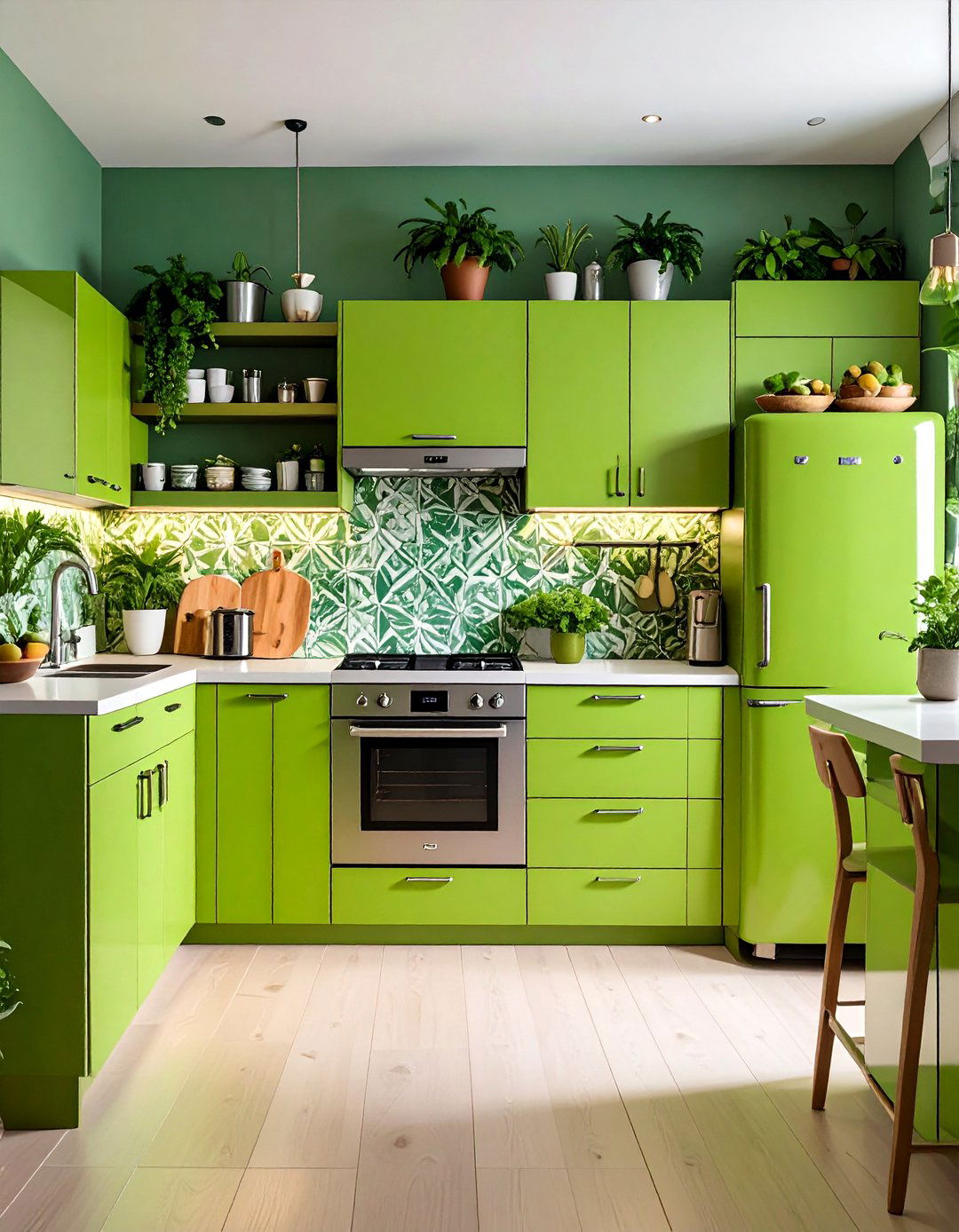 Kitchen With Colored Appliances in Chartreuse Contemporary Eclectic Style - 20 Kitchen With Colored Appliances Ideas