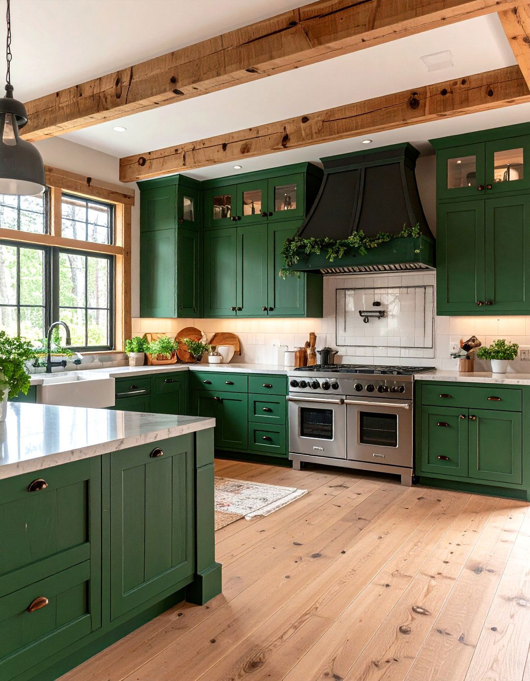 Kitchen With Colored Appliances in Forest Green Rustic Lodge Theme - 20 Kitchen With Colored Appliances Ideas