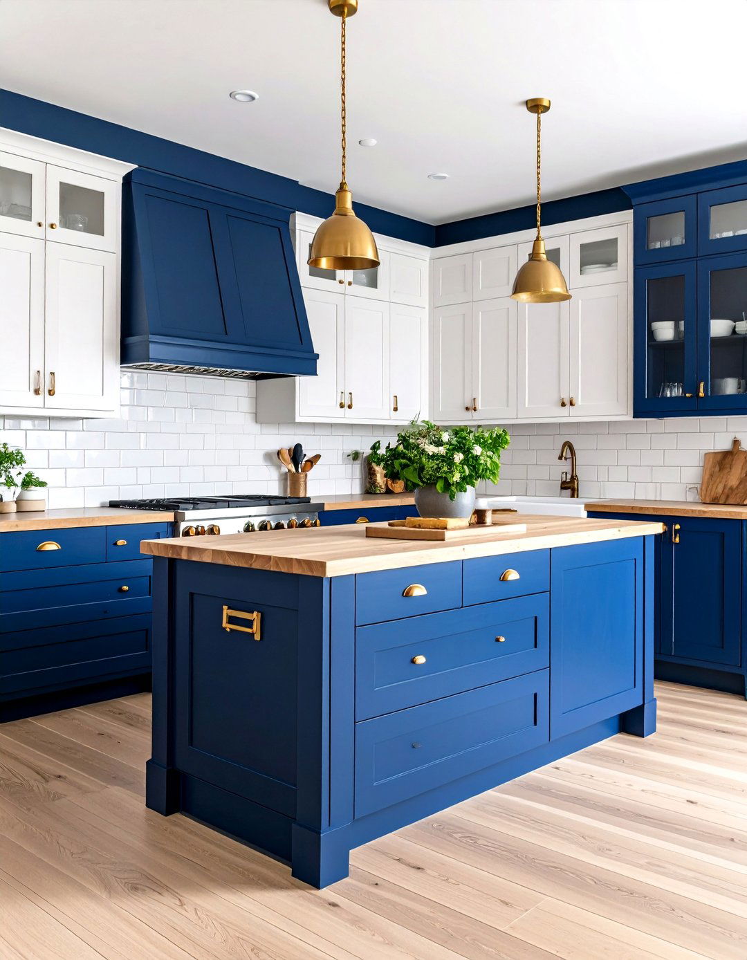 Kitchen With Colored Appliances in Navy Blue Farmhouse Modern Design - 20 Kitchen With Colored Appliances Ideas