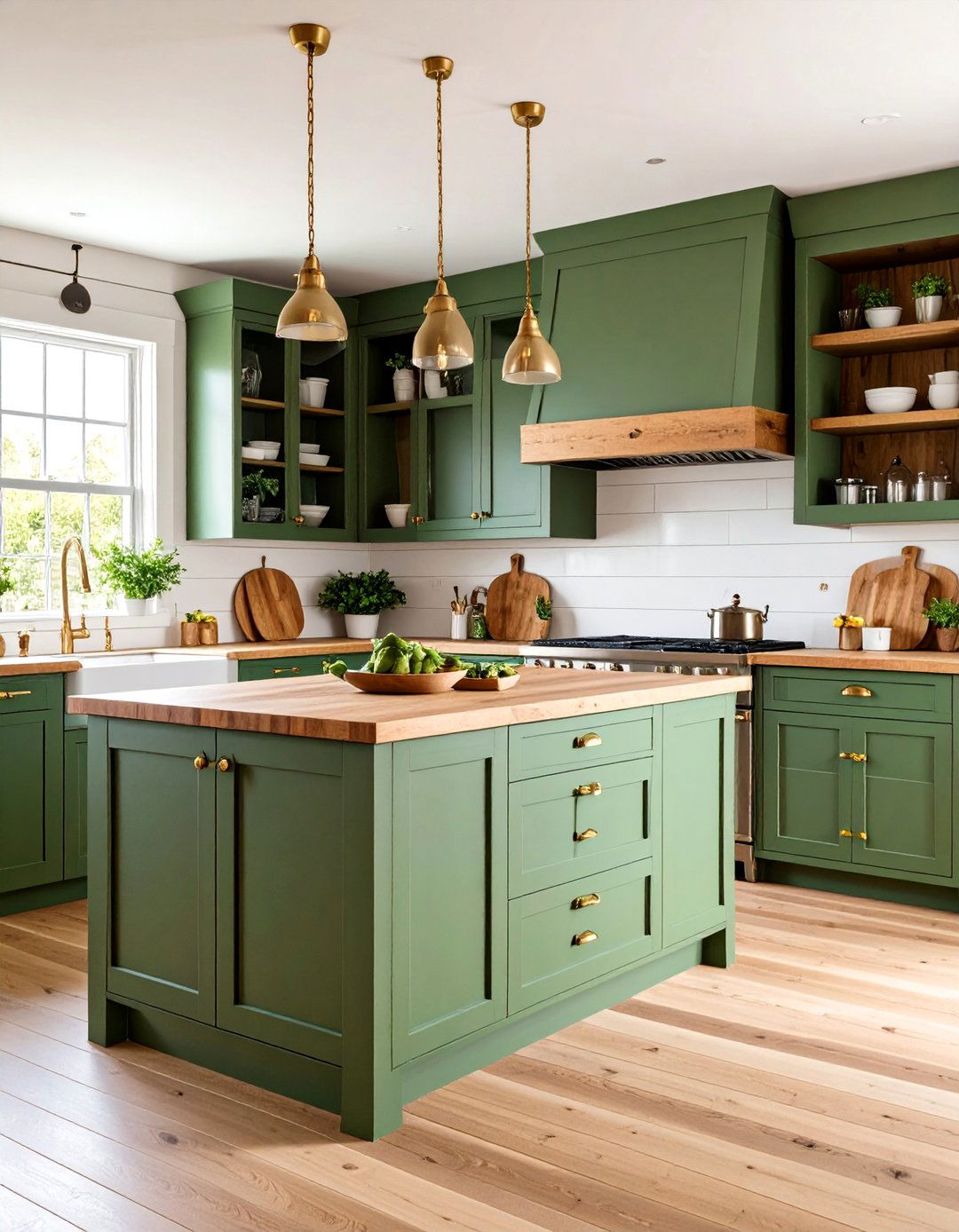 Kitchen With Colored Appliances in Sage Green Farmhouse Theme - 20 Kitchen With Colored Appliances Ideas