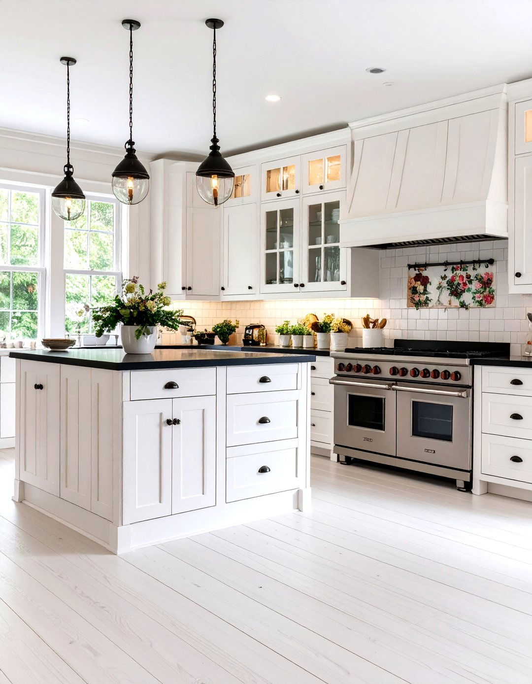 Kitchen With White Cottage Cabinets and Black Soapstone Countertops - 20 Kitchen With White Cabinets and Black Countertops Ideas