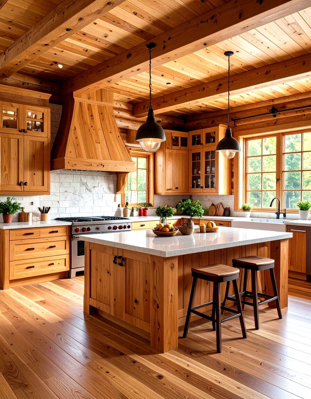 Knotty Pine Log Cabin Kitchen Design - 20 Log Cabin Kitchen Design Ideas