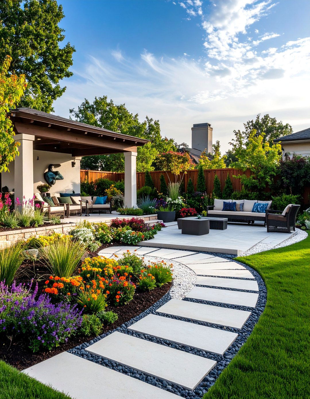L Shaped Backyard Artistic Sculpture Garden - 20 L Shaped Backyard Ideas