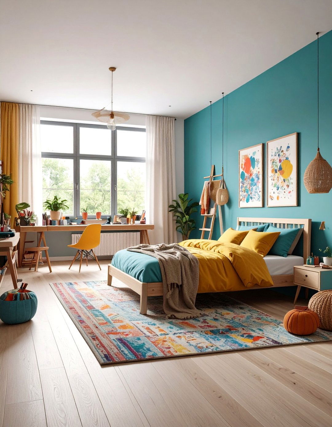 L Shaped Bedroom Layout with Art Studio Integration - 20 L-shaped Bedroom Layout Ideas
